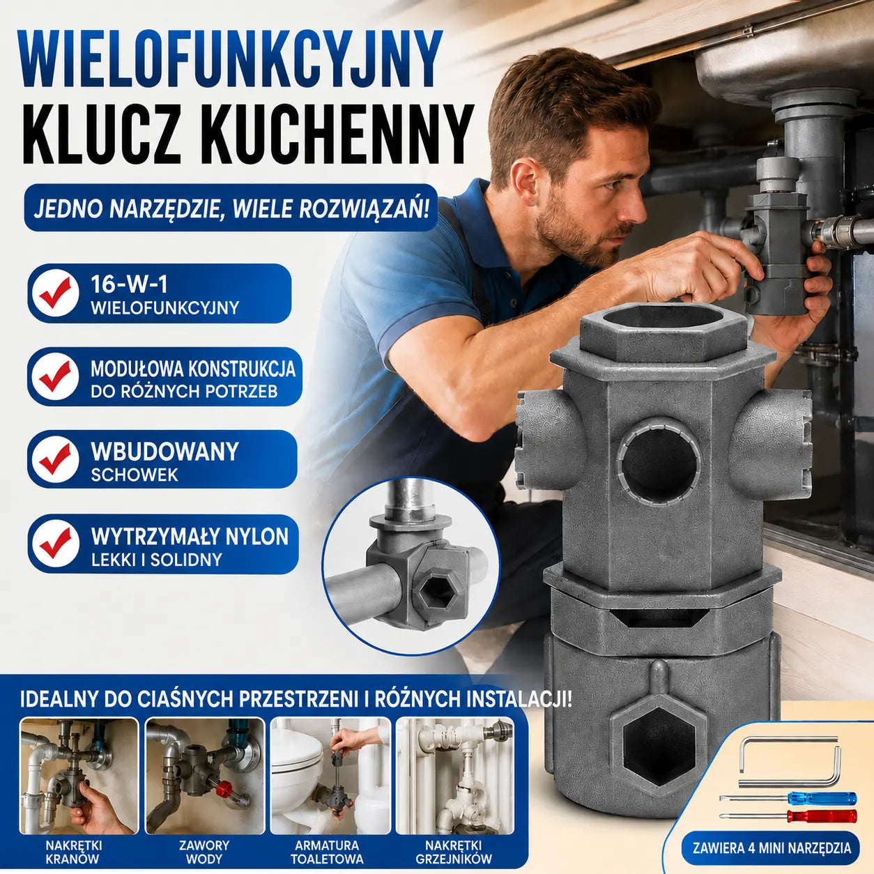 🔧Uniwersalne narzędzie do demontażu rdzeni zaworów kranów kuchennych i łazienkowych