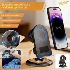 🔥📢 ZĽAVA 50 %! Bluetooth reproduktor 5 v 1 s bezdrôtovým nabíjaním a nastaviteľným držiakom na telefón 🎶⚡