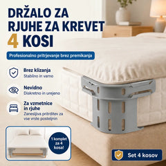 Komplet štirih 🛏️ skritih sponk za rjuhe s štirimi vogali - preprečujejo premikanje ali zdrs rjuh ter jih ohranjajo ravne in varne.