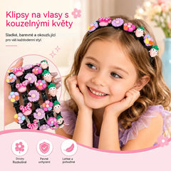 👑【5dílná sada】Ozdobné tyčinky do vlasů, sponky a stuhy do copů pro dívky
