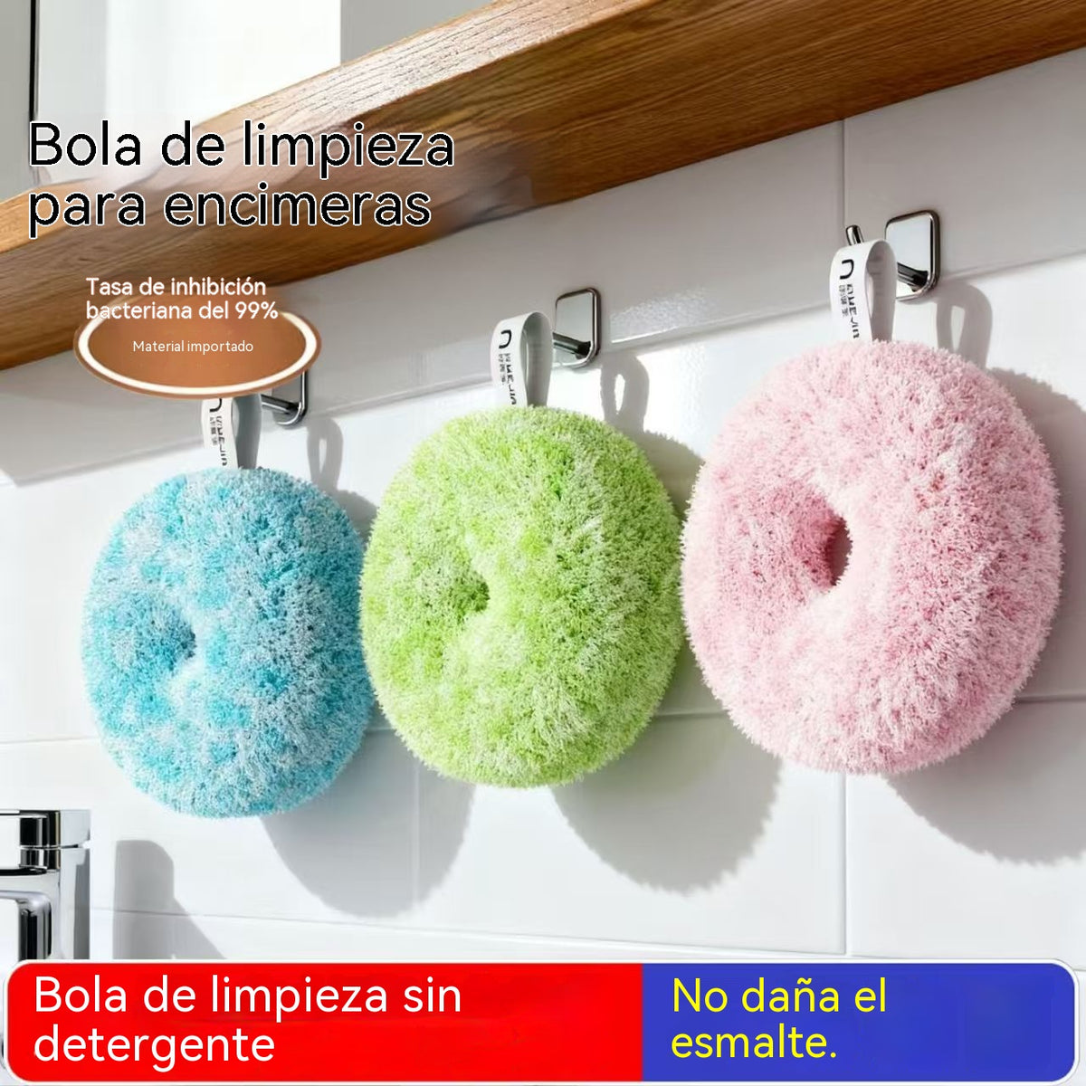 🌟【1 juego de 3 piezas】🧼🧼Juego de bolas de limpieza antibacterianas, aptas para cocina y baño, no requieren detergente