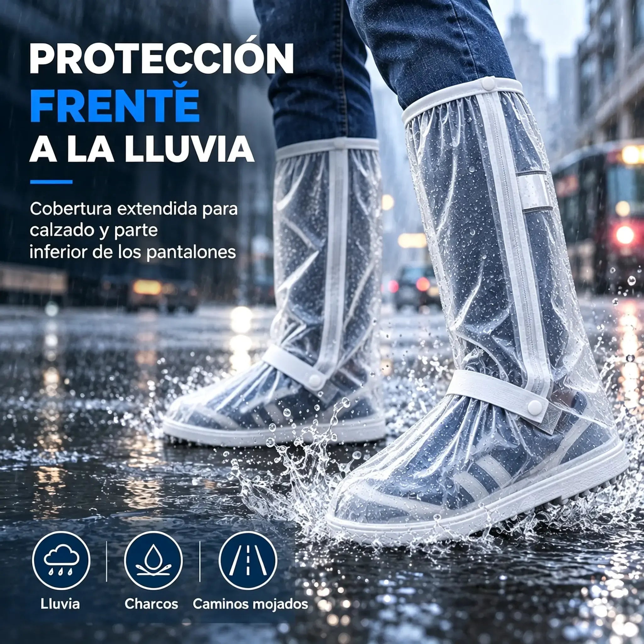 【1 par】¡Evita que tus zapatillas se empapen! Cubrezapatos impermeables de alta resistencia: antideslizantes y plegables para llevar en el bolso