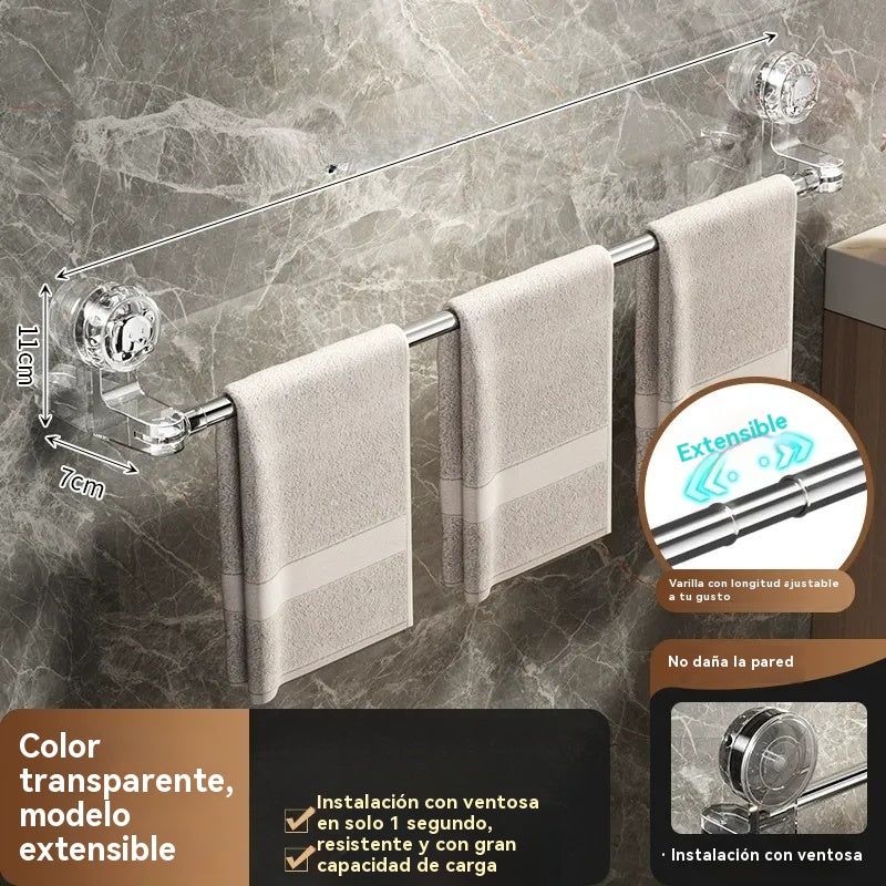 ✨🚿Diseño ligero y sin perforaciones —Toallero retráctil con ventosa
