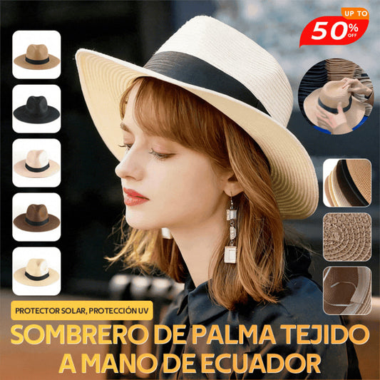 🌿 【56-58cm】Sombrero de palma tejido a mano de Ecuador.