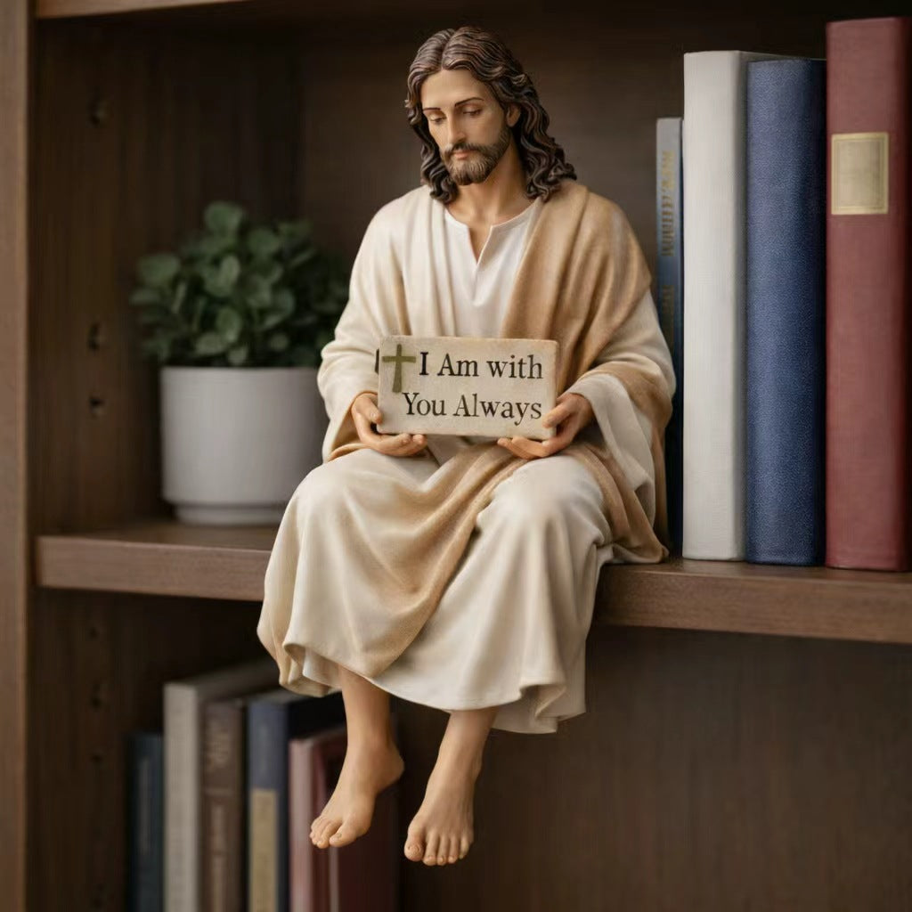 🔥💌Estatua de Jesús de resina pintada a mano ~ Recordatorio diario: nunca estás solo.