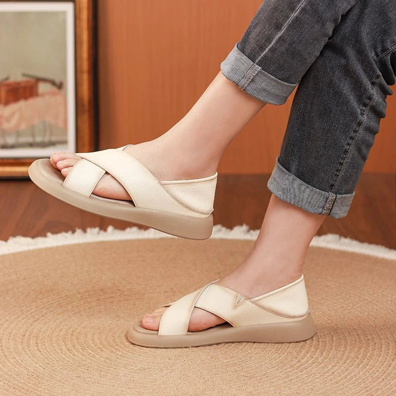 💕【39%OFF】【35-42】Sandalias planas romanas de piel natural, casuales y cómodas