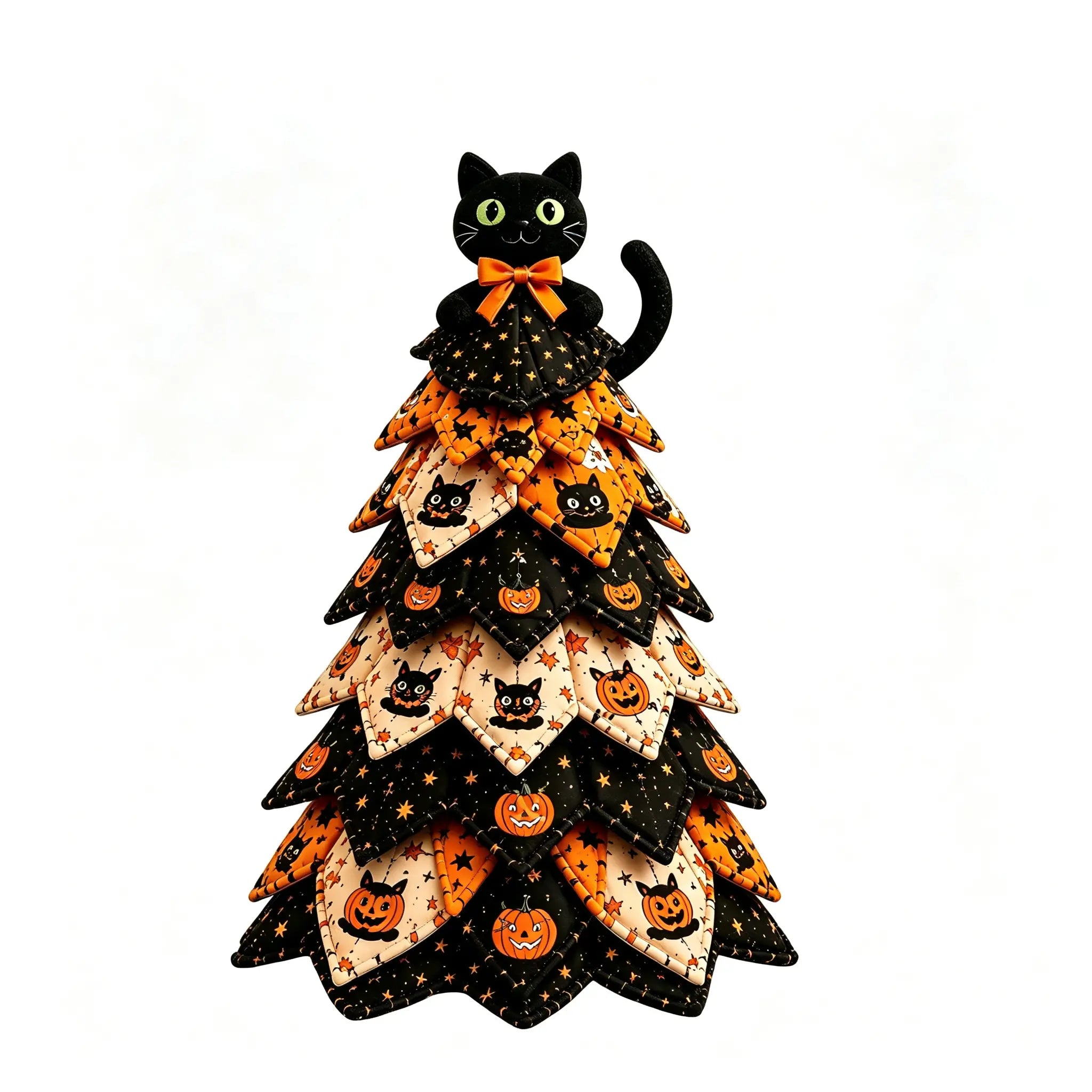 🎄Set de patchwork para árbol de Navidad de Halloween: Un adorno de Halloween que se puede hacer fácilmente con varias capas de tela, perfecto para los amantes del patchwork.