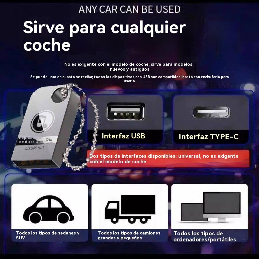 🚗🎶 Unidad Flash USB de Música 32G para Coche – 3000 Canciones, 200 MV y Sonido 6D, Plug & Play Universal