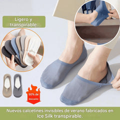 🛒【8 pares】🔥【37-44】Calcetines cortos de corte bajo de seda helada nuevos para hombre, resistentes a los olores y que absorben el sudor, transpirables y antideslizantes.