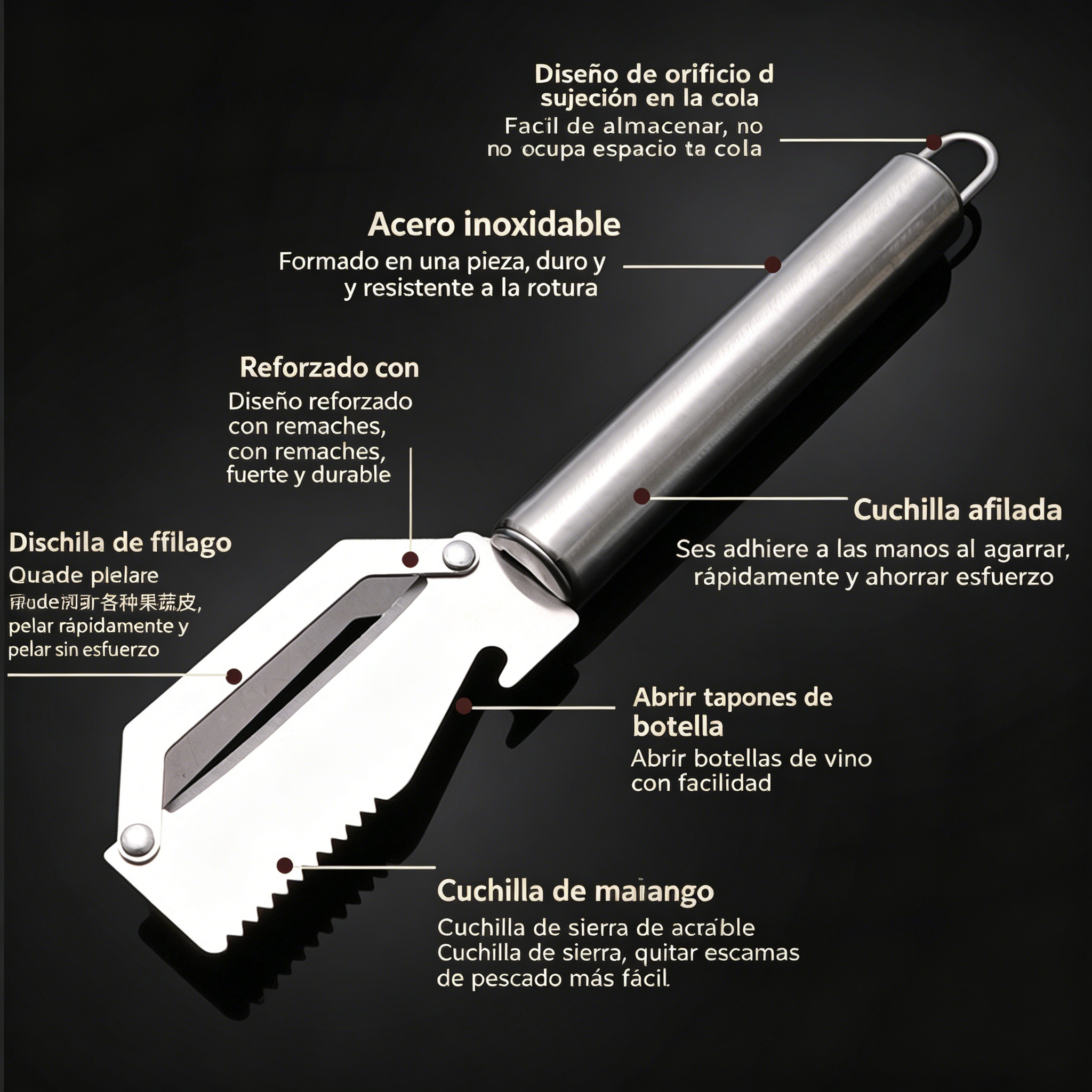 💥【Compra 2 y llévate 2 gratis】💥(4 artículos por 24 euros)🔪Pelador multifuncional de acero inoxidable🧅