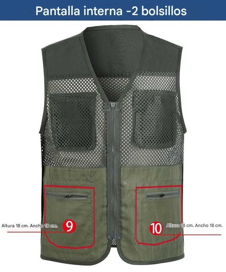 😎Chaleco sencillo y funcional con múltiples bolsillos 🔥【XL-4XL】