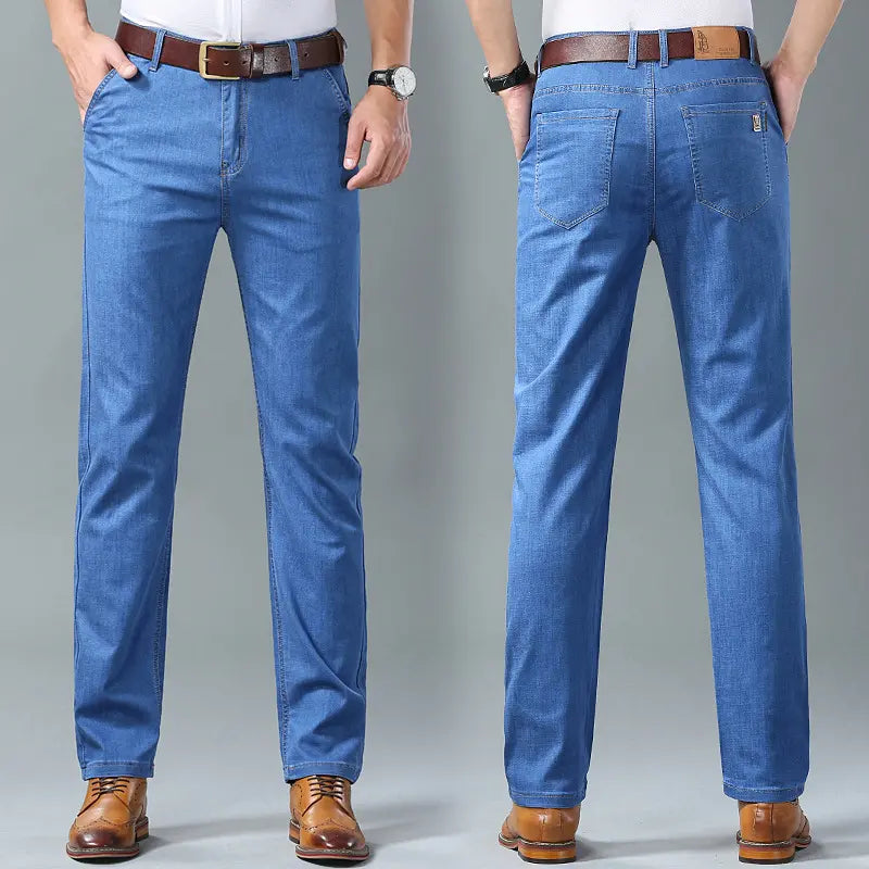 [60-110KG] Nuevos pantalones vaqueros casuales de talla grande para hombre, muy elásticos.