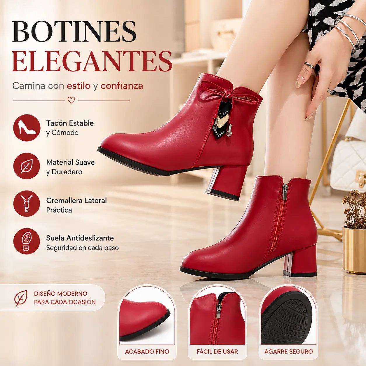 🔥【34-41】👢Botas suaves con cremallera lateral para mujer, otoño e invierno 2026
