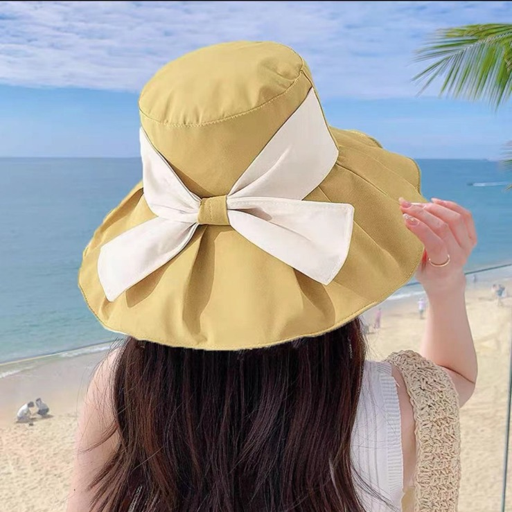 🎀☀️Sombrero de sol de ala ancha con lazo