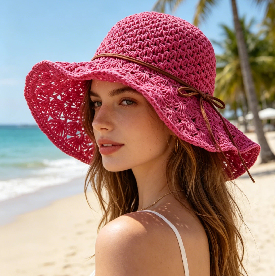 🎀🎀 50% DE DESCUENTO 👒 | Sombrero de paja con lazo retro – Plegable y transpirable para el verano