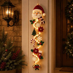 🎄 Božični okraski za vrata MerryCascade z osvetlitvijo | 6 prazničnih dizajnov, topla svetloba, 3D detajli in navpični dizajn, ki prihrani prostor ✨