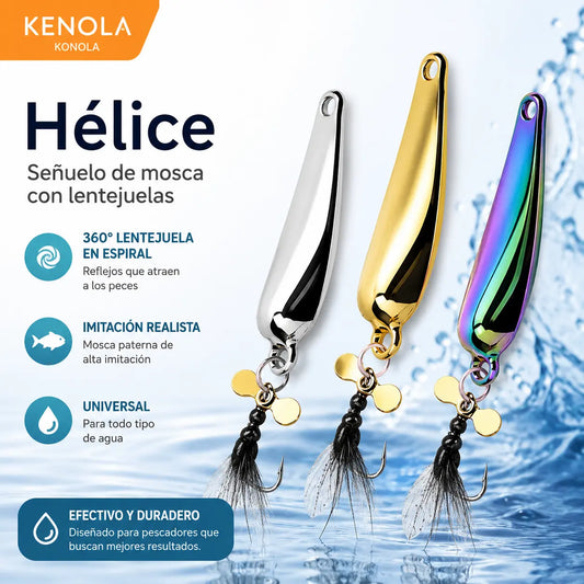 【Compra 3 y llévate 3 gratis】🐟Lanzamiento de señuelos con cucharillas giratorias en forma de hélice y cebos para mosca.