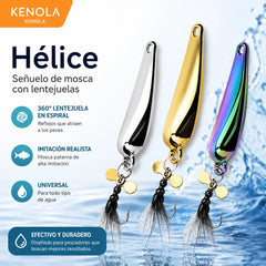 【Compra 3 y llévate 3 gratis】🐟Lanzamiento de señuelos con cucharillas giratorias en forma de hélice y cebos para mosca.