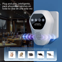 ✨【Compra uno y llévate otro gratis】🐭Repelente de roedores multifuncional e inteligente por ultrasonidos de frecuencia variable para hogares y almacenes