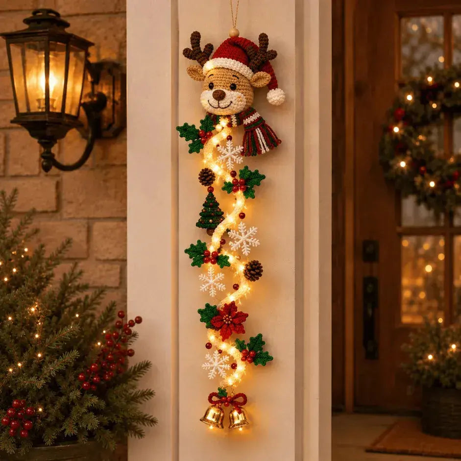 🎄 Božični okraski za vrata MerryCascade z osvetlitvijo | 6 prazničnih dizajnov, topla svetloba, 3D detajli in navpični dizajn, ki prihrani prostor ✨