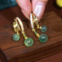 🏆【🔥Venta caliente】🎀Pendientes con forma de bambú, pendientes verdes de alta gama.