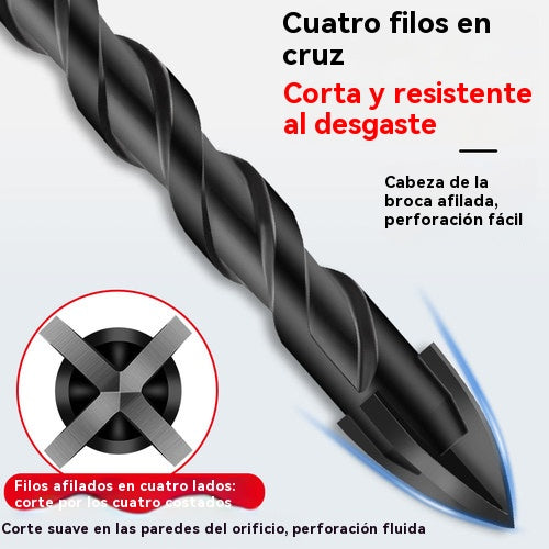 🔥【7 piezas/3-12 mm】Broca de cuatro filos de aleación de cerámica con mango hexagonal antideslizante ✅perforación de placas vitrificadas ✅placas ✅aleación de vidrio