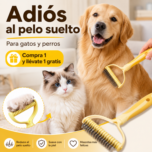 🐶【Compra 1 y llévate 1 gratis】-2 piezas--🧹 Cepillo autolimpiante de doble cara para mascotas: elimina el pelo muerto y reduce la caída del pelo en perros y gatos.