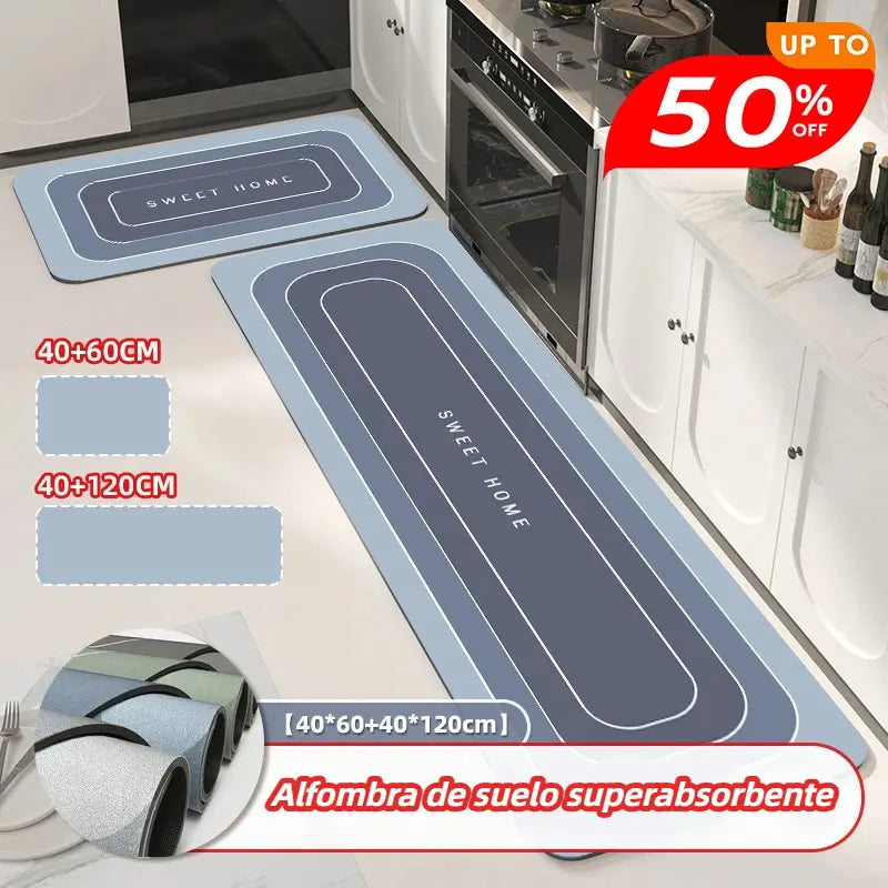 【1 juego de 2 piezas：40*60cm+40*120cm】💥Alfombra antideslizante y absorbente🦶