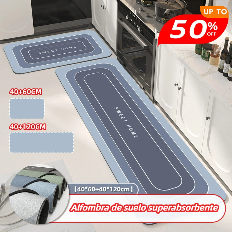 💥【1 juego de 2 piezas：40*60cm+40*120cm】💥Alfombra antideslizante y absorbente🦶