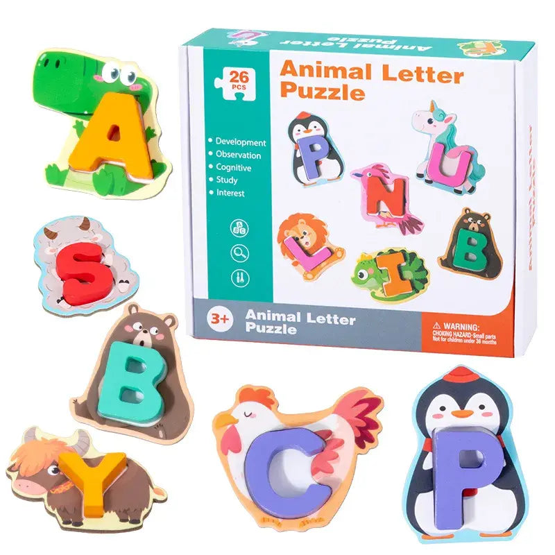 🎁👶1 juego 39 euro ⏰ Juguete de madera con letras y animales – 26 piezas, educativo y divertido ✨