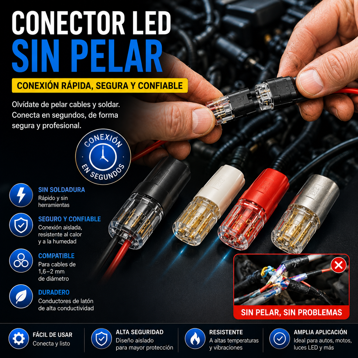 🥳 ¡50% de descuento! ⏰ 【1000 unidades en stock】 Conector de doble cable con hebilla de bloqueo, cierre de seguridad, antideslizante ⚡️