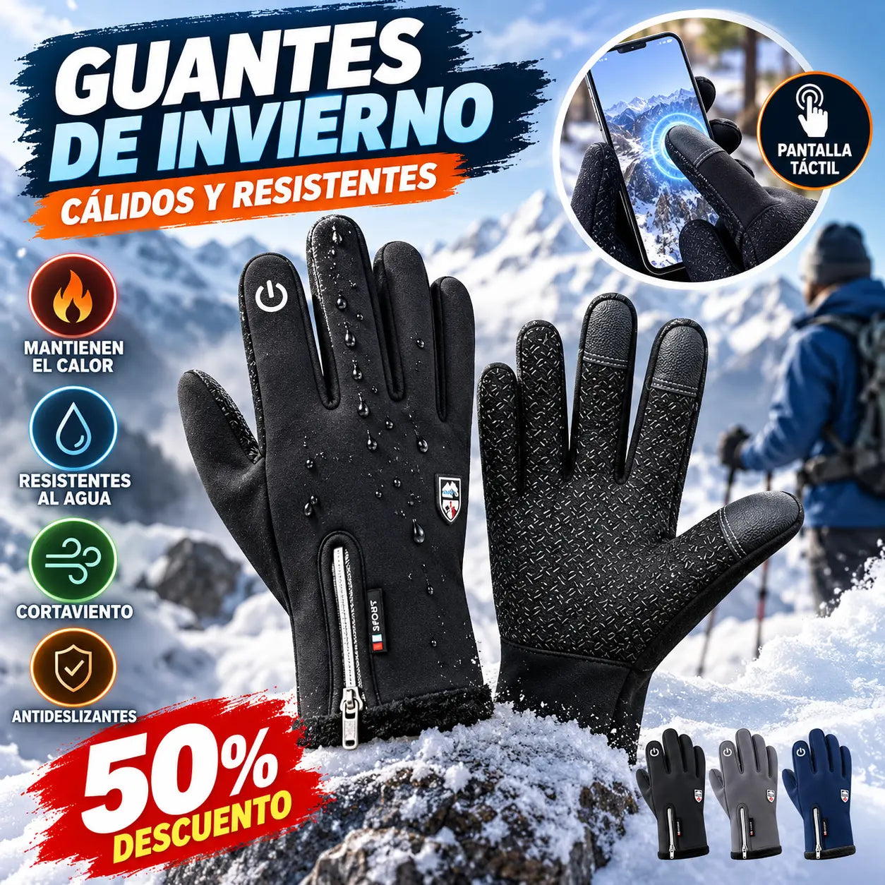 🧤📱 Guantes Térmicos Táctiles para Invierno — ¡Usa el Móvil sin Pasar Frío!