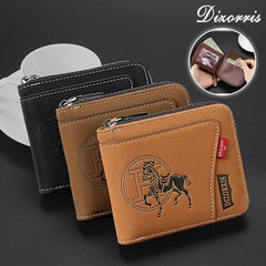 🔥🔥【50%OFF】Nueva y elegante cartera corta con cremallera de estilo retro para hombre.