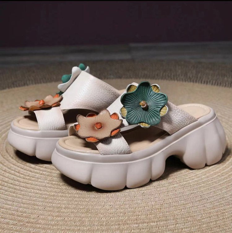 Sandalias de cuero con plataforma vintage