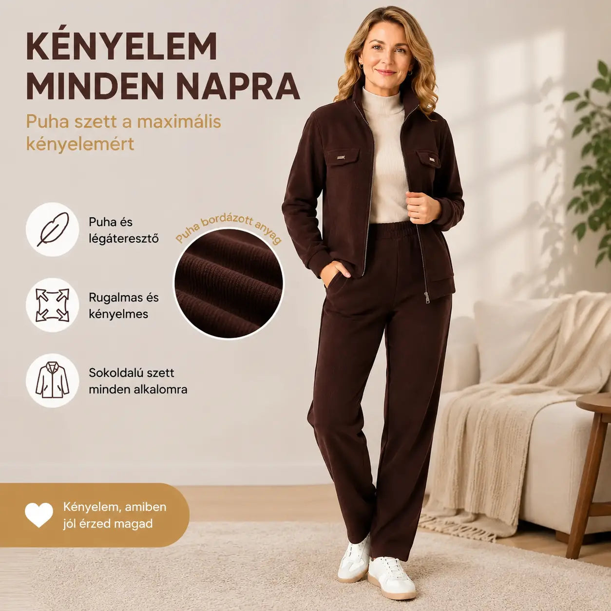 🔴💥【M-4XL】Női lezser bársony kosztüm merész elemekkel (zakó + nadrág)