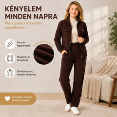 🔴💥【M-4XL】Női lezser bársony kosztüm merész elemekkel (zakó + nadrág)