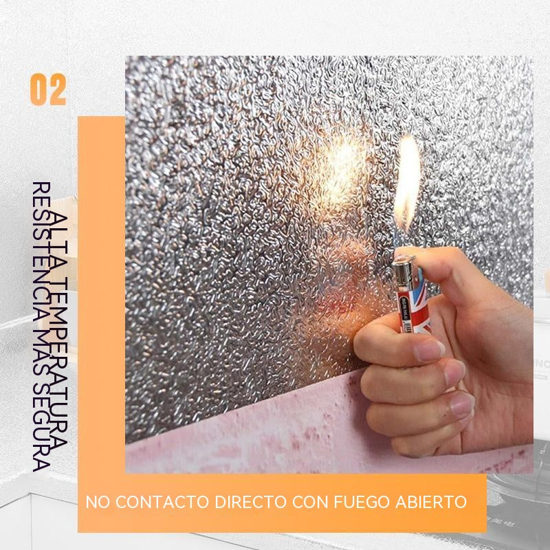 【60cm*10m】🛡️ Lámina Adhesiva de Aluminio Removible – Antigrasa, Resistente al Calor y Fácil de Limpiar