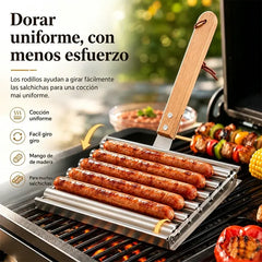 🌭 Parrilla rodante de acero inoxidable desmontable para salchichas – Asador multiusos para exteriores, ideal para hot dogs y barbacoas 🔥