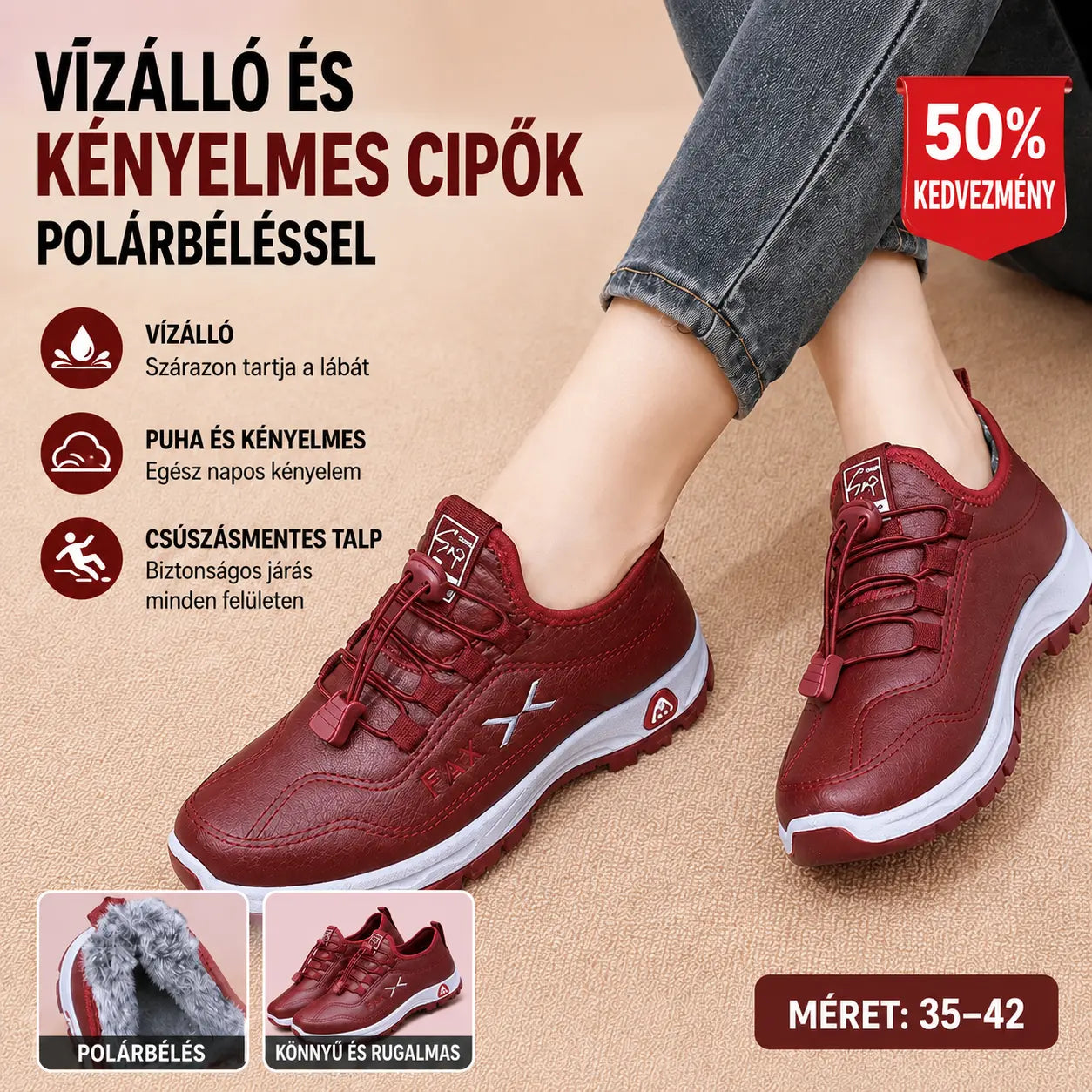 👢✨【35-41】Új női sétacipő őszre és télre, valódi bőrből, kézzel készített, pamut polár béléssel.