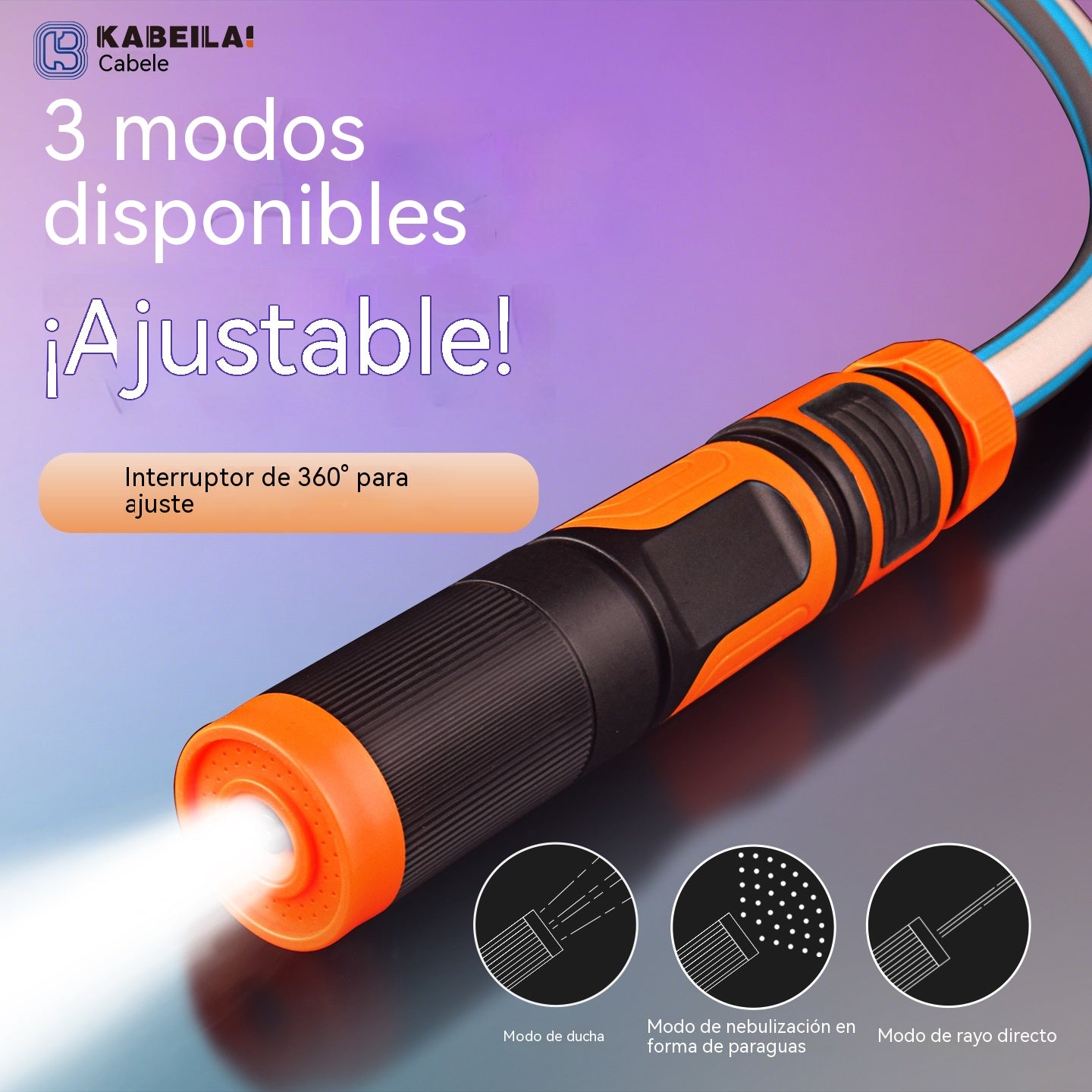 🔥Compra 1 y llévate 1 gratis🔥💦Cabezal de pistola de agua para jardín, tres modos de pulverización.