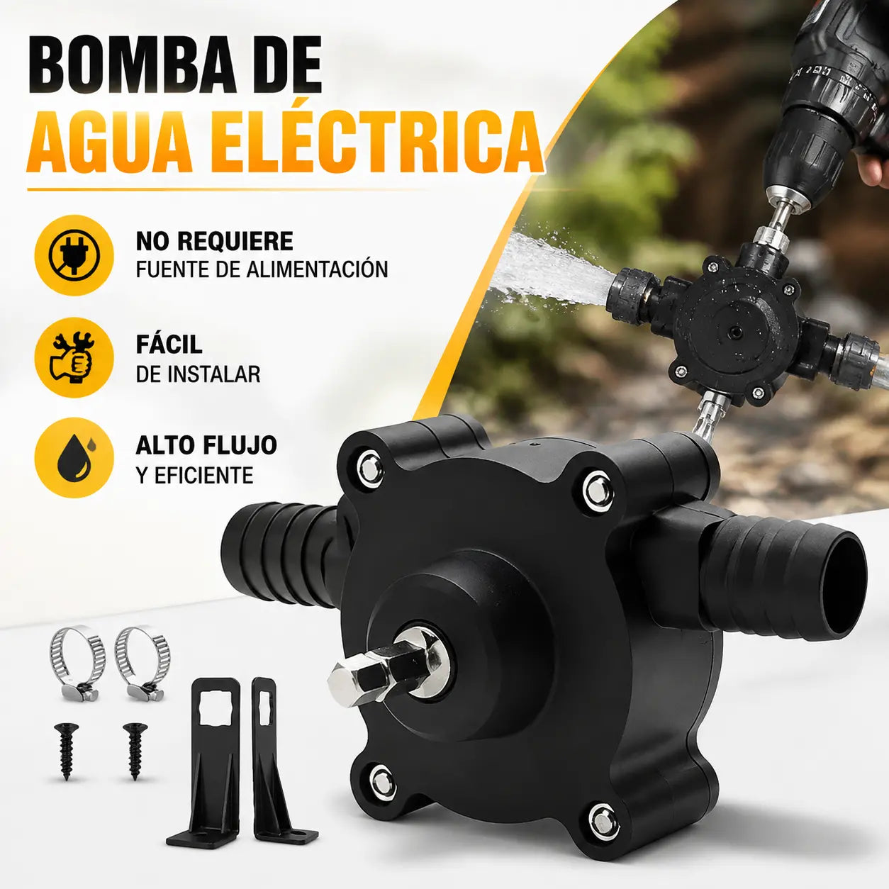 🔥👨‍🌾🔩Bomba de Agua Portátil sin Electricidad – Compatible con Taladro, Autocebante y Práctica