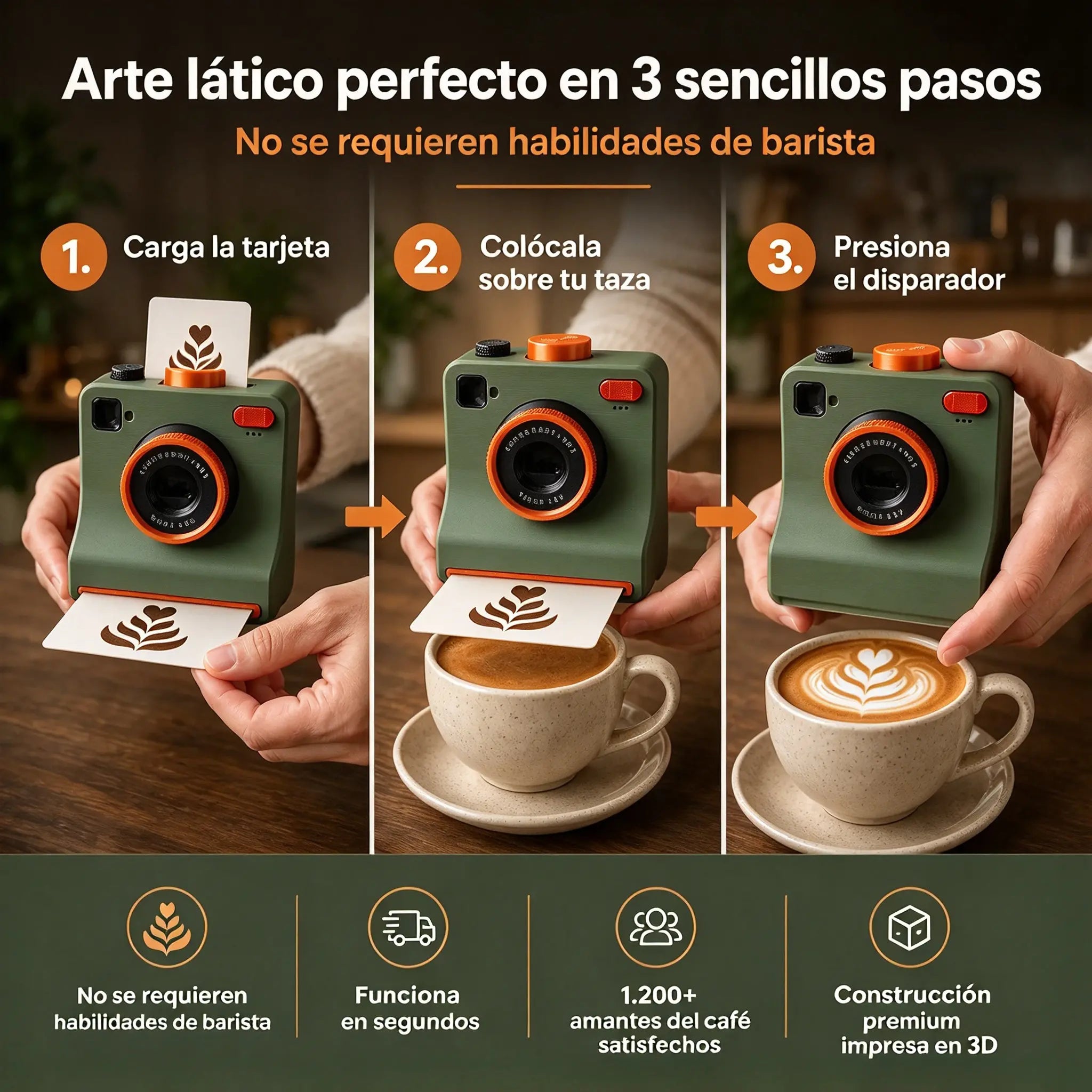 🔥Cámara retro para decoración de cafeterías: impresora mecánica de plantillas para arte latte