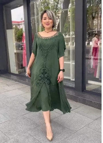 🌼🌼【S-5XL】👗2025 Nuevo vestido de mujer de encaje suelto de talla grande