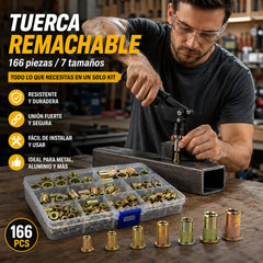 【166 piezas】🏆¡Último día de oferta especial, ahorra un 49%!🛠️Herramientas para remaches roscados, juego de remaches roscados M3, M4, M5, M6 y M8