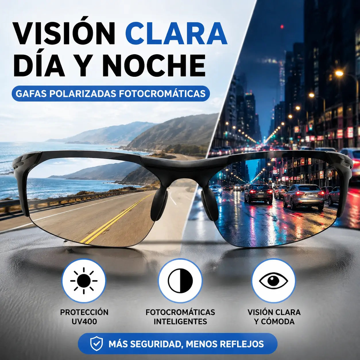 🕶️🚗 Gafas de sol polarizadas fotocromáticas automáticas, aptas para conducir de día y de noche.