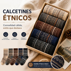 🔥【10 par】🧦(39-45) Calcetines étnicos retro absorbentes para hombre, ideales para otoño e invierno.