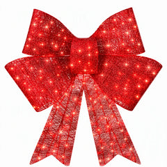 📢📢 ¡Oferta a mitad de precio! ✨【61cm*43cm*6cm】Lazo navideño extragrande para exteriores, impermeable, con luz incorporada