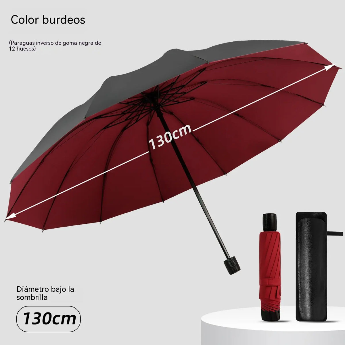 ☔ Paraguas Plegable de 12 Varillas – Resistente al Viento, Impermeable y Ligero para Lluvia y Sol 🌞