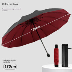 ☔ Paraguas Plegable de 12 Varillas – Resistente al Viento, Impermeable y Ligero para Lluvia y Sol 🌞