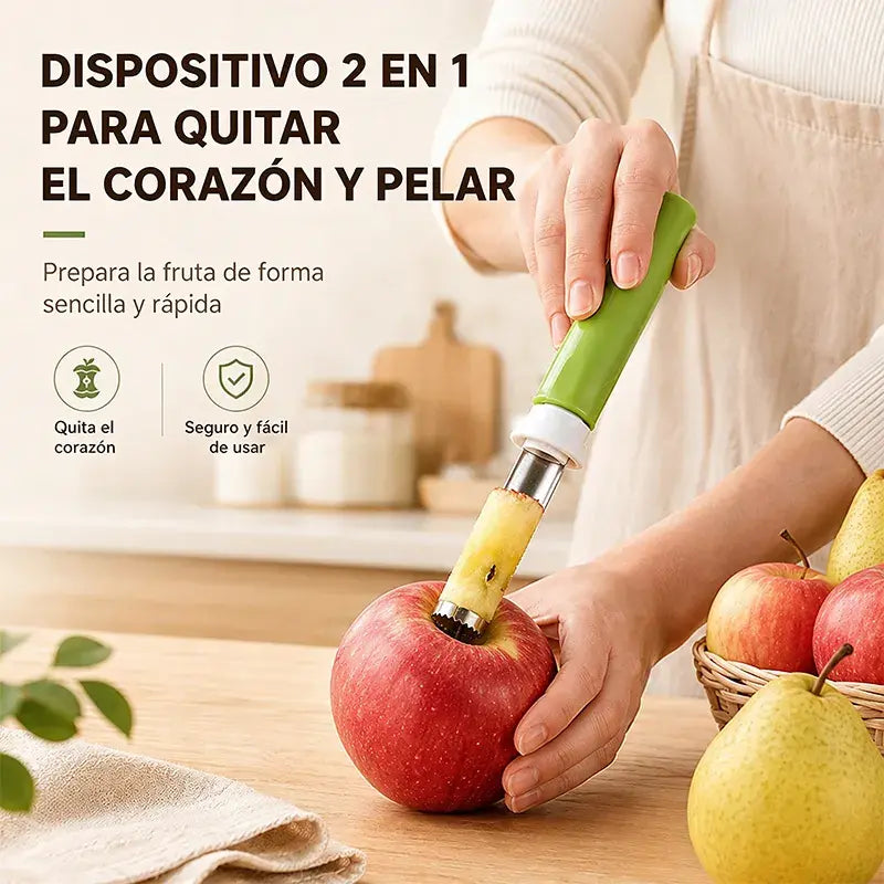【¡Compre uno y obtenga uno gratis!】🍏 Pelador y Sacacorazones 2 en 1 Telescópico – Herramienta Plegable para Manzanas, Peras y Frutas🔪